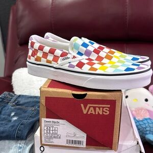 Slip on rainbow vans size 5.5 woman
